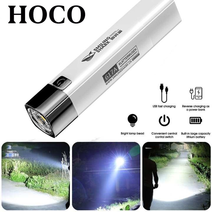 Mới Đèn Pin Mini Siêu Sáng 2 Trong 1 3 Chế Độ Kèm Cáp Sạc USB Tiện Dụng
