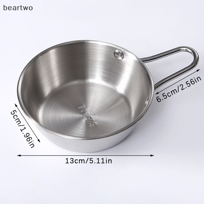 < Beartwo > Bát rượu gạo tròn có tay cầm bằng thép không gỉ Bát đựng nước sốt thực phẩm gia dụng Cốc Bộ đồ ăn Đồ ăn Đồ dùng nhà bếp Đẹp