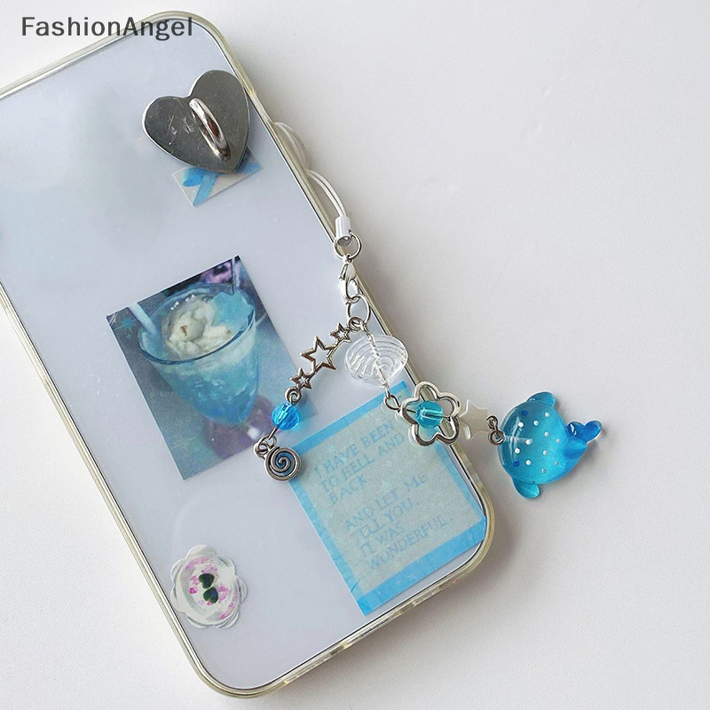 FashionAngel Dễ Thương Mô Phỏng Biển Điện Thoại Di Động Dây Xích Thủ Công Đính Hạt Móc Khóa Phụ Kiện Cá Quyến Rũ Thẩm Mỹ Y2k Độc Đáo TH