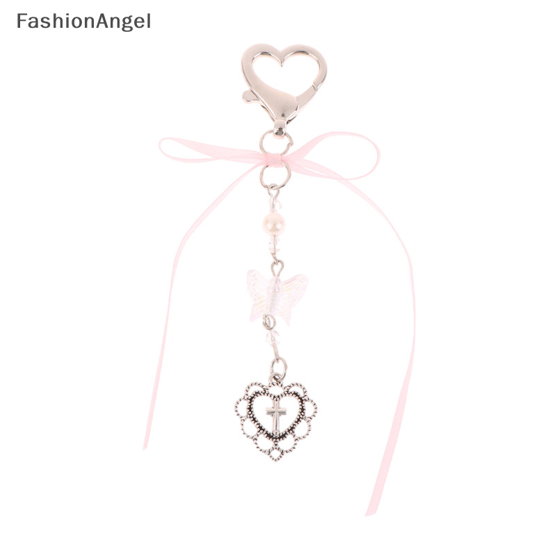 Fashionangel Gothic Ruy Băng Con Chó Con Dây Xích Điện Thoại Chữ Thập Tình Yêu Móc Khóa Mặt Dây Chuyền Tai Nghe Ngọt Ngào Chống Mất Dây Túi Trang Trí TH