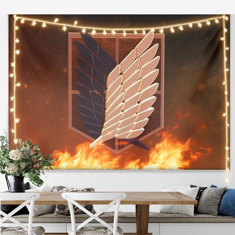 Tấm thảm trang trí Anime Attack On Titan Eren Yeager Trang trí nội thất Phòng ngủ Treo tường Tấm thảm có đèn LED Tùy chọn cho người hâm mộ ACG