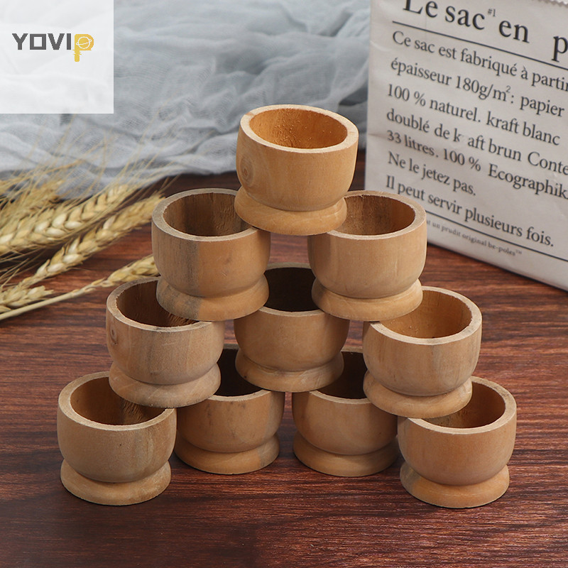 Yovip 10 Cái / bộ Uned Di Động Dụng Cụ Nhà Bếp Trứng Cốc Gỗ Bảo Quản Khay Trứng VN