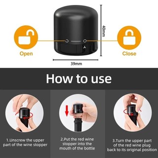 Nút chặn chai rượu vang WOOLYNOOK, Nút chai bơm chân không có thể tái sử dụng, Dụng cụ thanh Barware tốt nghiệp ABS Bảo quản rượu chân không Giữ rượu vang thực sự tươi