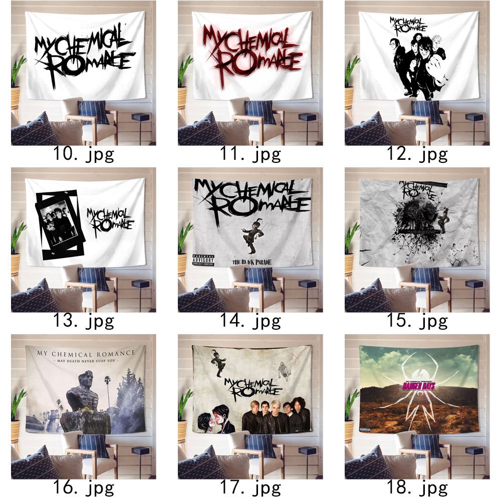 Band My Chemical Romance Tấm thảm treo tường có kẹp Polyester MCR Tấm thảm treo tường phòng ngủ