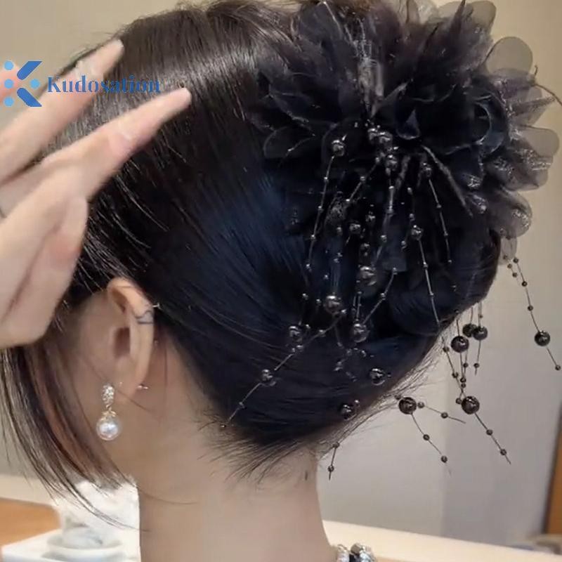 Kudosation Tính Khí Thanh Lịch Hoa Mẫu Đơn Hạt sel Nắm Kẹp Đuôi Ngựa Kẹp Nữ Mũ Phụ Kiện Tóc