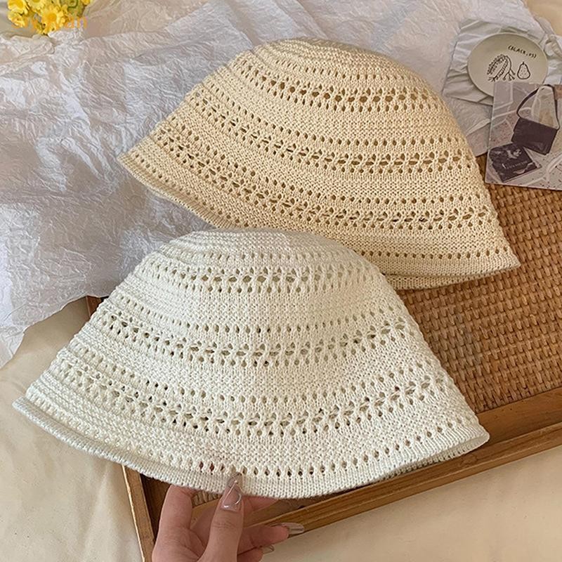 Siyuyan Mùa Hè Mới Rỗng Dệt Kim Chống Nắng Và Che Nắng Mũ Dành Cho Nữ Giải Trí Đa Năng Nhỏ Tươi Thời Trang Mũ Nồi VN