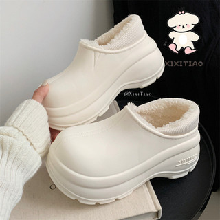 Xixitiao Giày Bốt Cotton Nữ, Màu Trơn Đơn Giản, Chống Thấm Nước, Thích Hợp Đi Ngoài Trời