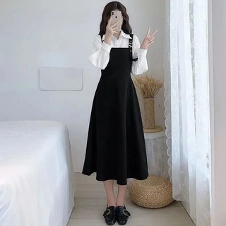 M-4XL Đầm Size Lớn Nữ Dây Đeo Phù Hợp Với Nữ Xuân Thu 2025 Thời Trang Thời Trang Giảm Tuổi Bộ Đồ Hai Mảnh Hợp Thời Trang Đầm Một Mảnh Váy Đen Áo Sơ Mi Trận Đấu Bên Trong