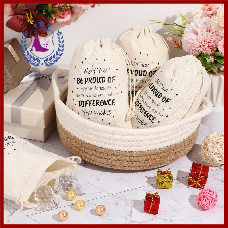 Chúc bạn tự hào, túi cotton trắng có dây rút, túi quà sinh nhật ...