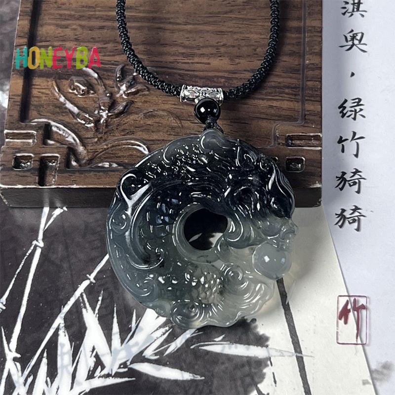 < Honeyba > Vòng cổ mặt dây chuyền rồng Phượng hoàng phong cách Trung Quốc dành cho nữ Cô gái May mắn trừ tà tà tà linh an toàn Vòng cổ quyến rũ tốt lành