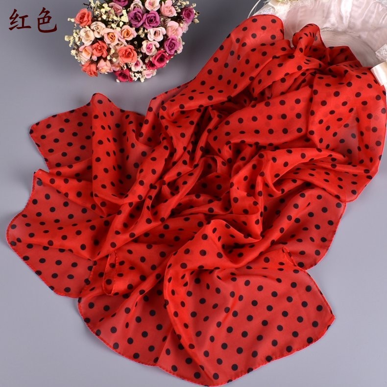 150cm * 50cm Chấm Bi Voan Dài In Khăn Choàng Khăn Thời Trang Phù Hợp Với