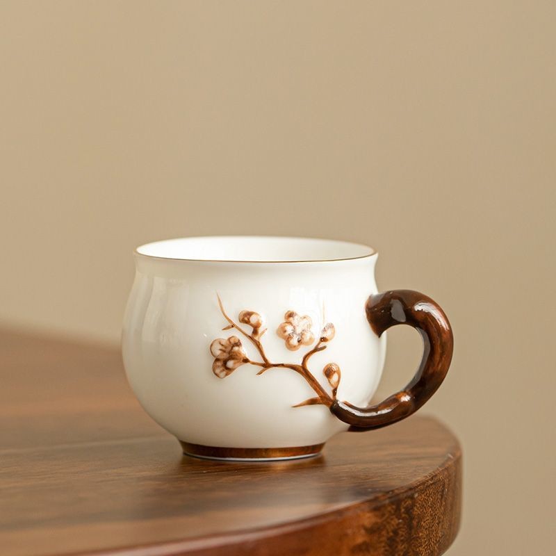 ✨Hoa đính cườm Tay Lanolin Ngọc Sứ Teacup Bộ Trà Gốm Tinh Tế Master Cup Trà Cốc Cà Phê Có Tay Cầm Bộ Trà