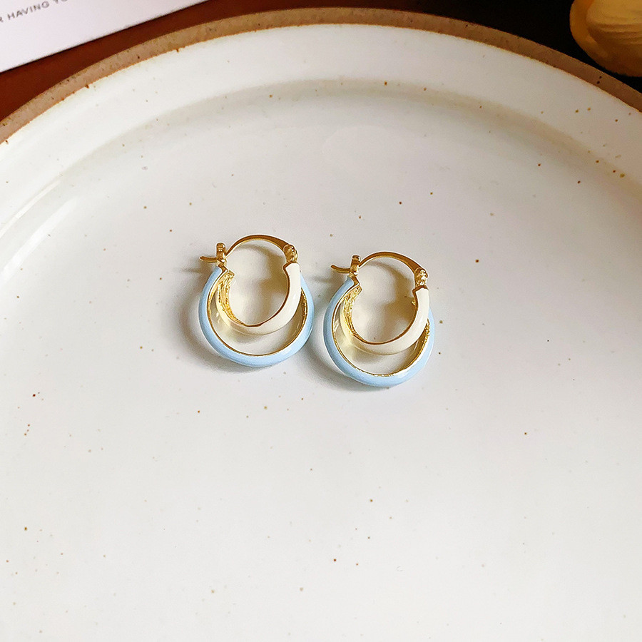 [Jewbeauty] Bông tai rỗng tròn dầu nhỏ giọt cổ điển Bông tai phong cách Hồng Kông Thời trang cá tính cao cấp của trang sức