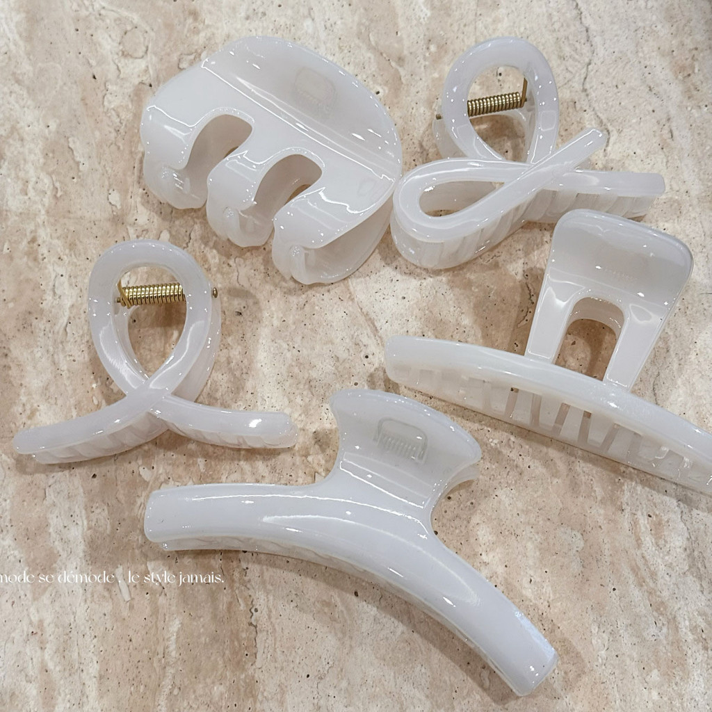 Kẹp tóc đơn giản màu trắng Kẹp móng vuốt Acrylic cho nữ