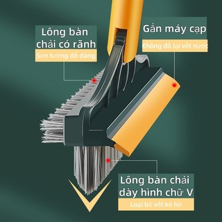 Cây Chà Sàn Nhà Tắm Đa Năng 2 Trong 1, Chổi Cọ Sàn Và Gạt Nước, Đầu Xoay 180 Độ, Cán Dài Tiện Lợi