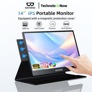Màn hình cảm ứng mở rộng GOOJODOQ 14-15,6 inch di động 2 trong 1 có nắp đậy và chân đế từ tính