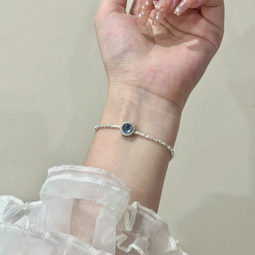 ☀Vòng tay Aquamarine bạc S925 cho phụ nữ, phong cách Ins, sang trọng nhẹ nhàng, thiết kế độc đáo, vòng tay tinh xảo cao cấp, quà tặng bạn bè, trang sức GPNH