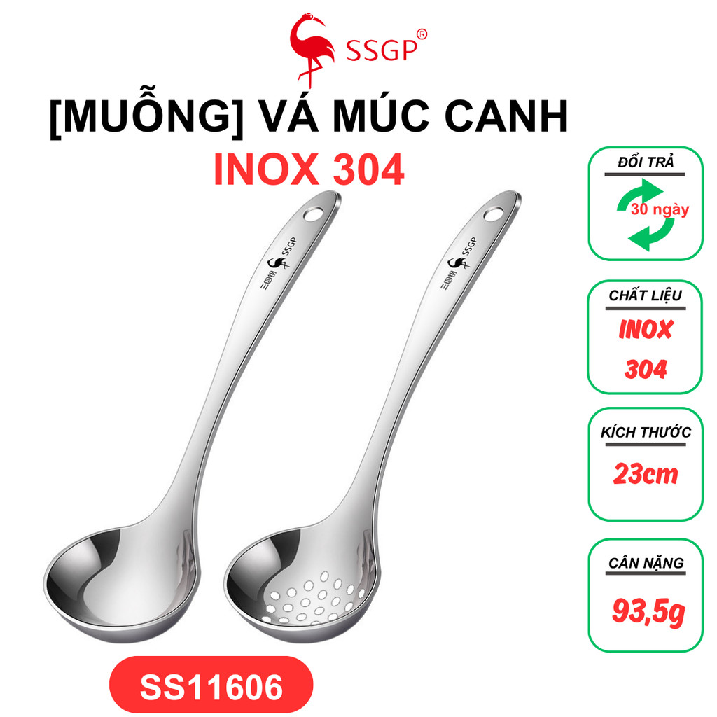 Vá canh Inox 304 Family cao cấp SSGP  - SS11606 Muôi canh,Thìa canh, Vá lẩu, muỗng lẩu thìa lẩu