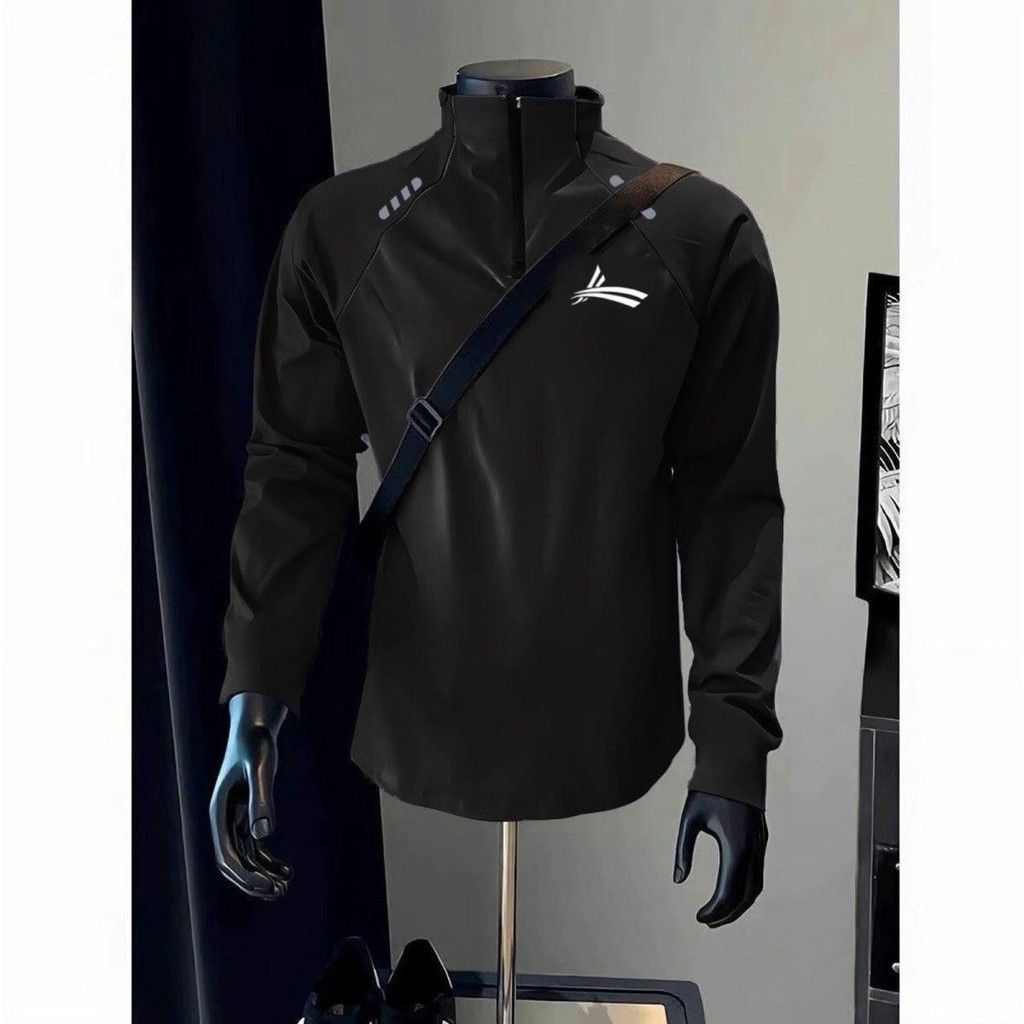 Volanti Volanti Thu Đông Mỹ Raglan Áo Thun Dài Tay Huấn Luyện Thể Thao Cổ Đứng Chạy Dây Kéo Quần Áo Nam