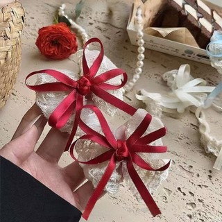 1 Hàn Quốc Ngọt Ngào Thanh Lịch Ren Nơ Tóc Nhỏ Mỏ Vịt Trẻ Em Kẹp Tóc Trắng Phụ Kiện Tóc Quà Tặng