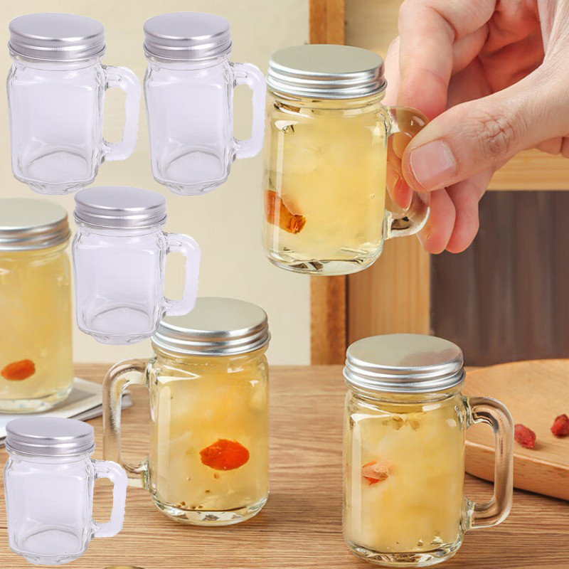 [Đặc sắc] Chai rượu Mini - Trang trí tiệc sinh nhật đám cưới - Di động, chống rò rỉ, kín - Hộp đựng mật ong DIY - Nồi thủy tinh trong suốt - Bình chia cà phê - Đồ dùng nhà bếp