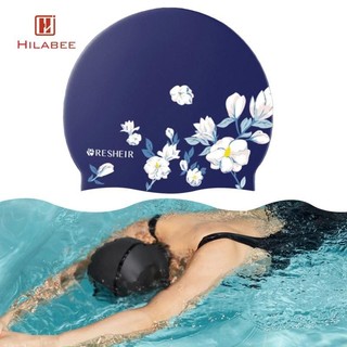 Hilabee Silicone Mũ Bơi Mũ Tắm Bể Bơi Lái Xe Nữ Mũ Bơi In Hoa
