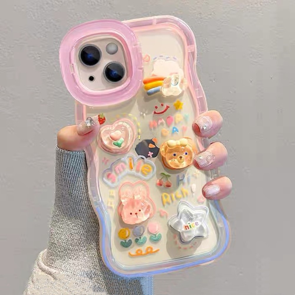 Lập Thể Tulip Duffy Waves Hai Chiều Stealth Giá Đỡ Ốp Lưng Điện Thoại iPhone 17ProMax 16Plus 15 14 13 12 11 Bảo Vệ Toàn Diện Chống Sốc Bảo Vệ Bìa Mềm