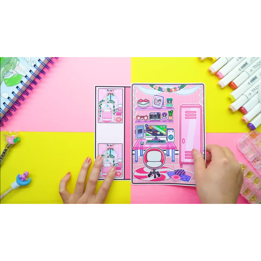 Ngôi nhà của bé The Bride House In Quiet Book đồ chơi bé gái squishy giấy đồ chơi giấy tự làm PLASTIC cô tiên xanh