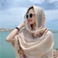 YRBWD Mùa Hè Hijab, Vải Lanh Cotton Khăn Đi Biển Nữ, Thời Trang Siêu Mỏng Thêu Hoa Chống Nắng Khăn Choàng Và Quấn