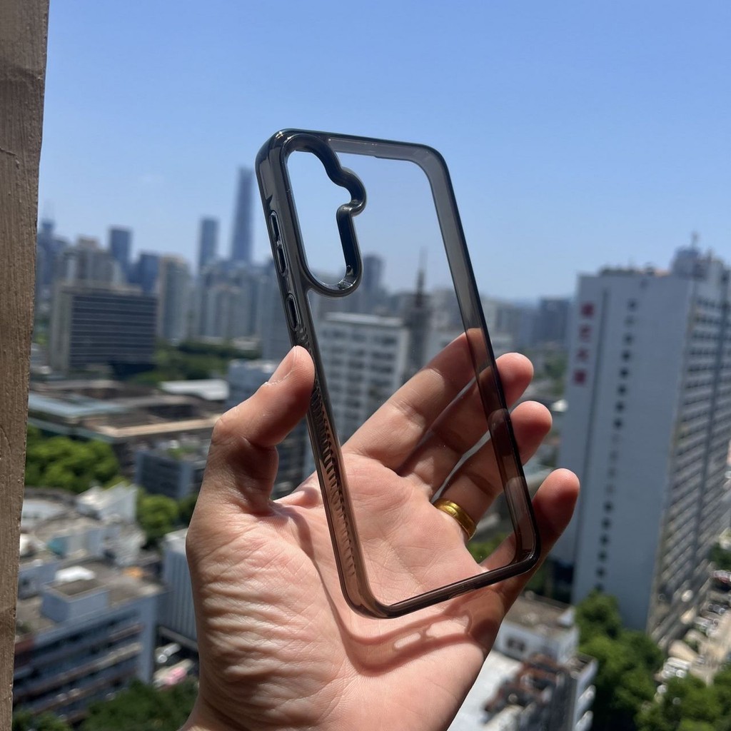 Ốp Điện Thoại Acrylic Cứng Cho Samsung A55 A35 A54 A53 A52 A05 A05S A12 A13 A14 A15 A22 A23 A24 A25 A32 A34 A73 A04E S24 Ốp Điện Thoại Dày Chống Sốc Màu Đen Trong Suốt