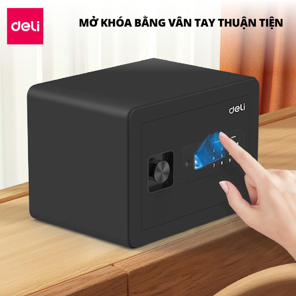 [Tặng Pin] Két Sắt Vân Tay DELI ET591 Két Sắt Khách Sạn Khung Kim Loại Chống Cắt Chống Cháy An Toàn