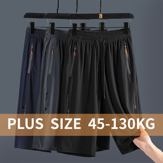[Plus Size] 8XL 7XL Nam Ice Silk Thẳng Mỏng Oversize Quần Crop Nhanh Khô Quần Short Thể Thao Thoáng Khí