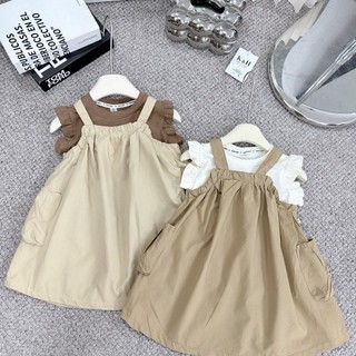 S41-[tomnaukid] Set áo viền bèo phối váy thô bèo bí ngô cho bé gái - Size 9-30Kg