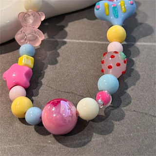 Dễ Thương Màu Hồng Đám Mây Gấu May Mắn Trái Tim Điện Thoại Quyến Rũ Dây Đeo Điện Thoại Bạc Ngôi Sao Hạt Dây Treo Vòng Tay