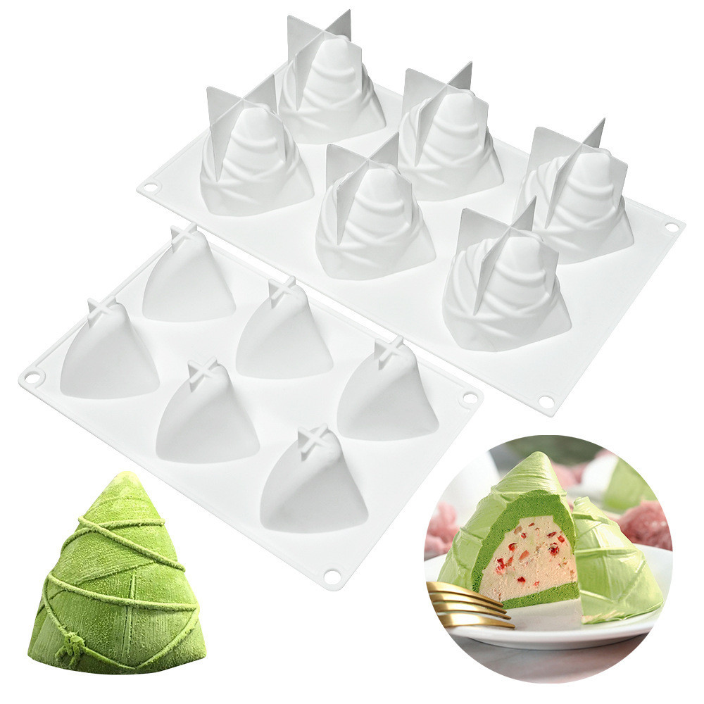 6 Khoang Thuyền Rồng Lễ Hội Zongzi Mousse Khuôn Silicon Sô Cô La Mousse Bánh Khuôn Thơm Nến Thạch Cao Khuôn Làm Bánh DIY- * * *