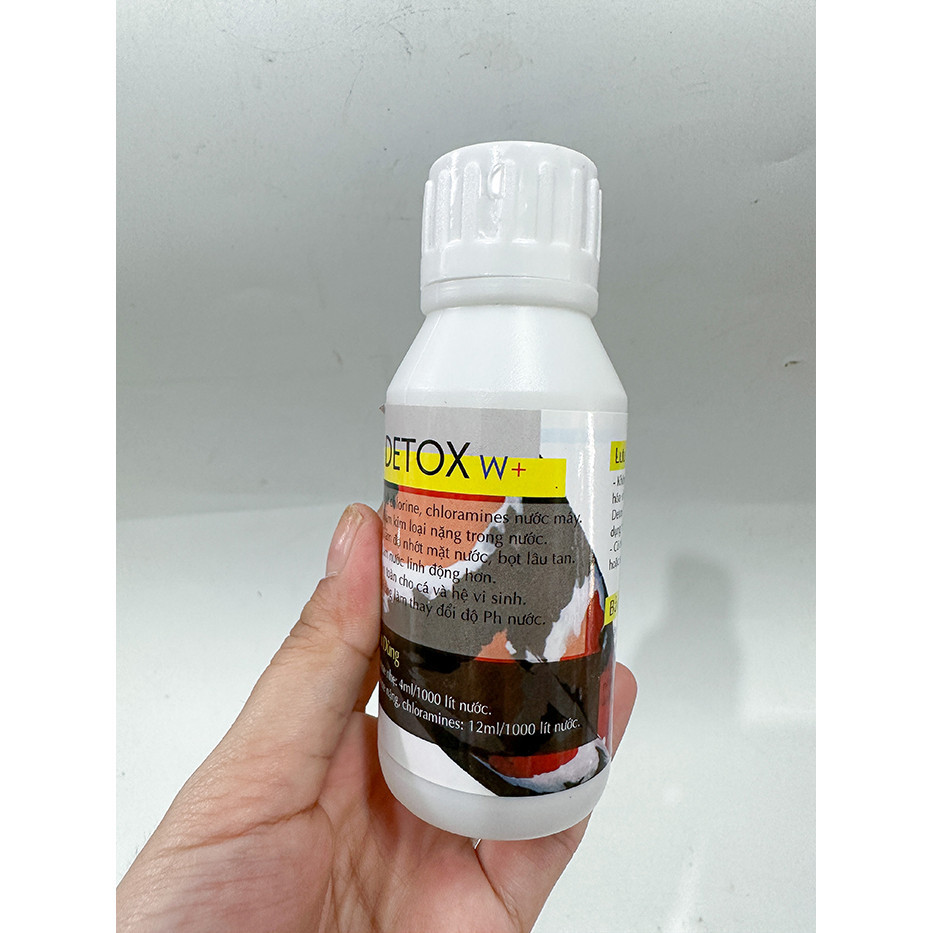 Dung dịch Khử Clo, phèn trong nước giếng, giúp trong sáng nước cho hồ cá cảnh Detox W+