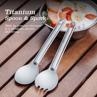 Boundless Voyage Thìa Titan & Spork Cắm Trại Bộ Đồ Ăn Ngoài Trời Flatware Có Túi Bảo Quản Dụng Cụ Nấu Ăn Cho Nhà Bếp