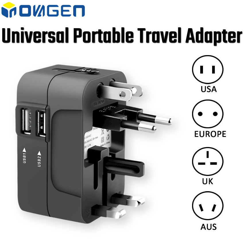 Inovagen Bộ chuyển đổi du lịch đa năng tất cả trong một có cổng USB và Type-C, Bộ chuyển đổi toàn cầu EU AU UK của Mỹ, Bộ chuyển đổi sạc điện thoại di động đa chức năng
