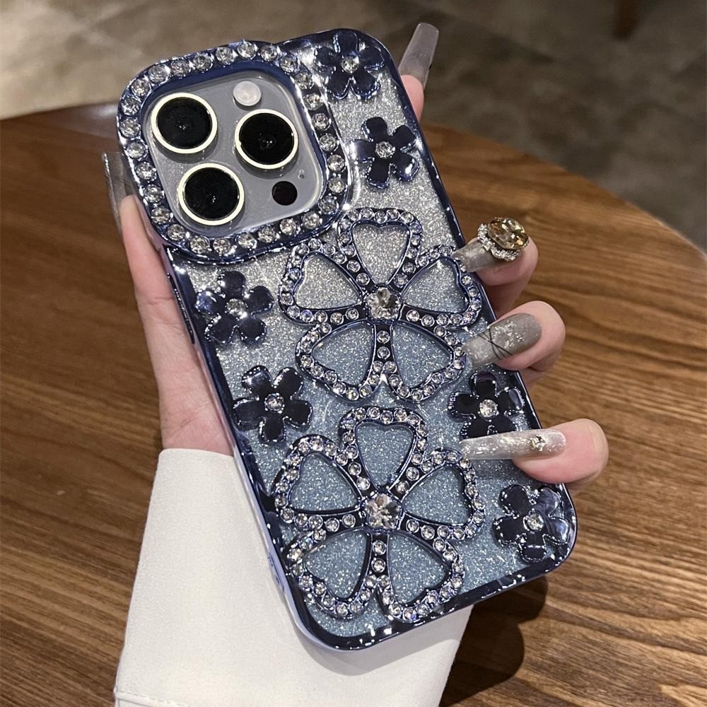 Lấp Lánh Kim Cương 3D Hoa Ốp Lưng Điện Thoại iphone15 Pro Max 14 13 12 11 Vỏ Cho iPhone Vỏ Mềm TPU Silicon Vỏ Bảo Vệ Toàn Diện Chống Sốc