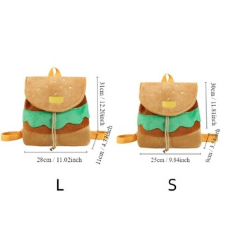 Ba lô Hamburger VOIDLESS, Túi đi học dây rút Hamburger hoạt hình có thể điều chỉnh, Ba lô cha mẹ và con cái đa chức năng sáng tạo dành cho người lớn