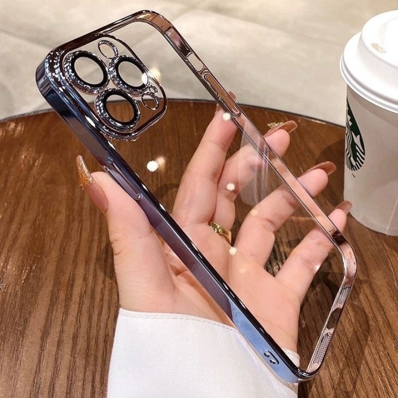 Vỏ Sang Trọng Cho Samsung Galaxy S24 S23 S22 S21 S20 Ultra S10 Plus S23 S21 S20 FE S24 + S23 + S22 + S21 + Vỏ Điện Thoại Mạ Điện Trong Suốt Siêu Mỏng Vỏ Mềm Bảo Vệ Camera
