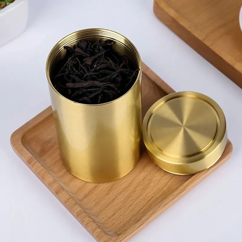 Hũ đựng trà đồng nguyên chất 06512|đồng rắn|niêm phong ren|chiều cao 15cm|chiều cao 12cm|chiều cao 7.5cm|độ kín tốt|thẩm mỹ cao đơn giản thanh lịch