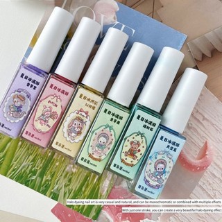 Xeijayi Halo Dye Liquid Summer Ice Cream Series Macaron Color Nhanh Khô Vignetting Smudge Liquid Nail Art Làm móng tay cho tiệm làm móng tay 6ml