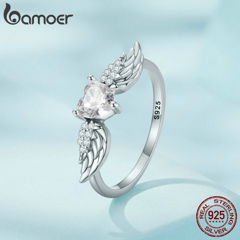 Nhẫn Bạc Bamoer 925 Cánh Tình Yêu Quà Tặng Trang Sức Cho Nữ