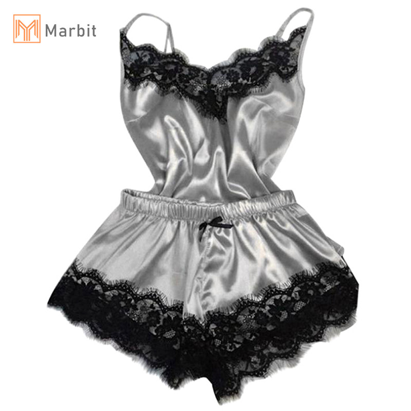 Marbit Nữ Đồ Ngủ Không Tay Dây Đeo Váy Ngủ Ren Viền Sa Cami Top Pyjama Bộ Mới
