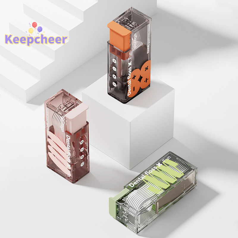 [Keepcheer] Hộp đựng bóng tự động Chăm sóc vệ sinh răng miệng Hộp đựng bóng di động tiện lợi với 10 chiếc Floss [Mới]