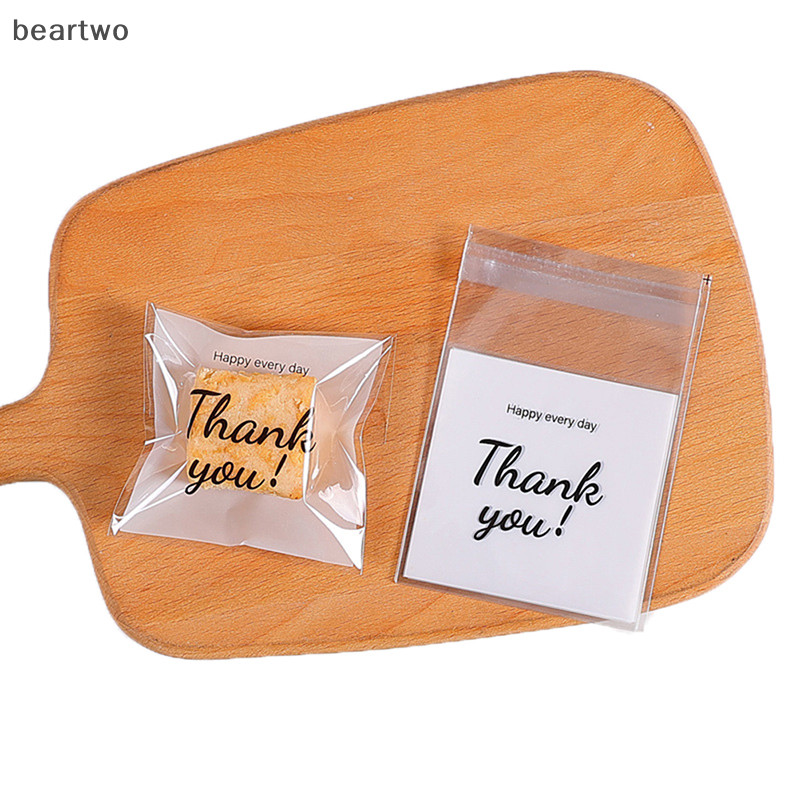 < Beartwo > 100 Cái / gói Cảm Ơn Bạn Rõ Ràng Túi Tự Dính Kẹo Túi Bánh Ngọt Đẹp