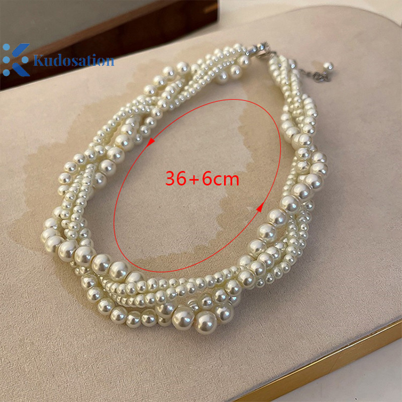 Kudosation Twining Ngọc Trai Vòng Cổ Choker Dành Cho Nữ Hình Học Dây Chuyền Cưới Phụ Kiện Trang Sức