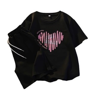 Bộ đồ thun thường ngày cho nữ mùa hè mới quần short ngắn tay dáng rộng