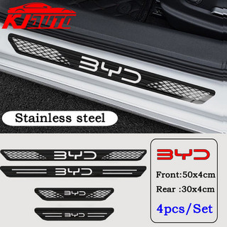 4 Chiếc BYD Xe Ô Tô Thép Không Gỉ Ngưỡng Dải Kim Loại Chào Mừng Bàn Đạp Trang Trí Tự Động Tạo Kiểu Miếng Dán Cho BYD Atto 3 Dolphin E6 Tang Seal Phụ Kiện
